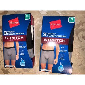 2 Packs Of Hanes Men’s 3 Pack Tagless Boxer Briefs Stretch Comfort XL 40…